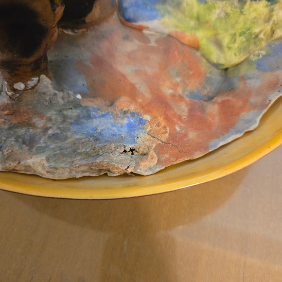 Vintage Chinese Shiwan Mud Man Sage Figurine Driftwood Pagoda Diorama Blue Glaze - Picture 12 of 12